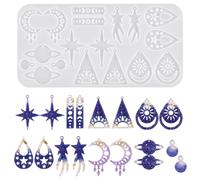 Nifocc Pendant Resin Molds Jewelry Casting Molds Star Moon Meteors Earth Silicone Mold Geometry Pendants Crystal Mold for DIY Crafts Keychain Earring Charms