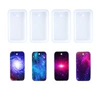 Nifocc Rectangle Keychain Silicone Mold Rectangle Keychain Charms Epoxy Resin Molds Casting Molds with Hole for DIY Crafts Making Large Size 4 Pcs