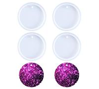 Nifocc Round Keychain Silicone Mold Circle Keychain Charms Epoxy Resin Molds Casting Molds with Hole for DIY Crafts Making Large Size 4 Pcs
