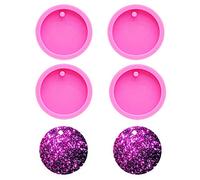 Nifocc Round Keychain Silicone Mold Circle Keychain Charms Epoxy Resin Molds Casting Molds with Hole for DIY Crafts Making Small Size - 4 PCS