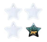 Nifocc Star Shape Keychain Silicone Mold Pentagram Charms Epoxy Resin Molds Ornament Casting Molds with Hole for DIY Crafts Making Wall Hanging Home Decor - 3 Pcs