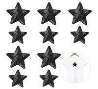 Nifocc Stars Appliques Sequin Black Stars Embroidered Patch Iron On Patches Sewing Applique Stickers Patch for Clothes Jeans Jackets Hats Bags Backpacks Shoes Decorations 10 Pcs Big and Small