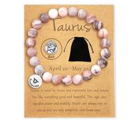 Nifsun Zodiac Spirit Bracelet for Women Girls Pink Zebra Jasper Crystal Chakra Stone Beads Birthday Gifts Jewelry, M, Crystal, Jasper