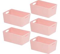 Niftii 5-Pack Plastic Storage Baskets with Sturdy Handles, Lightweight & Durable Design, Ideal for Kitchen, Bathroom, and Cleaning Organisation, 3.9L Capacity, 17 x 25 x 11cm