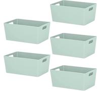 Niftii 5-Pack Plastic Storage Baskets with Sturdy Handles, Lightweight & Durable Design, Ideal for Kitchen, Bathroom, and Cleaning Organisation, 3.9L Capacity, 17 x 25 x 11cm