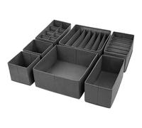 Niftii 7Pcs Drawer Organiser Cloth Storage Box (Grey)-Wardrobe Organiser Premium Clothes Storage Organiser Foldable Fabric Storage