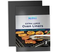Niftii Extra Large Bbq Grill Mat Pack Of 2 Non Stick Barbecue Grill & Baking Mats Reusable Heat Resistant Oven Essential Bbq Accessories
