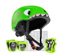 Niftii Kids Helmet with Pads and Personalisation Kit - Adjustable Multi-Sport Complete Safety Gear for Cycling, Skateboarding & Scooting, Ideal for Boys & Girls Ages 3-15, Dino Bike Helmet Set