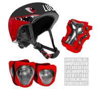 Niftii Kids Helmet with Pads and Personalisation Kit - Adjustable Multi-Sport Complete Safety Gear for Cycling, Skateboarding & Scooting, Ideal for Boys & Girls Ages 3-15, Shark Bike Helmet Set