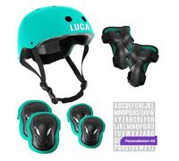 Niftii Kids Helmet with Pads and Personalisation Kit - Adjustable Multi-Sport Complete Safety Gear for Cycling, Skateboarding & Scooting, Ideal for Boys & Girls Ages 3-15, Turquoise Bike Helmet Set