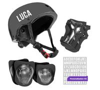 Niftii Kids Helmet with Pads and Personalisation Kit - Adjustable Multi-Sport Complete Safety Gear for Cycling, Skateboarding & Scooting, Ideal for Boys & Girls Ages 3-15, Black Bike Helmet Set