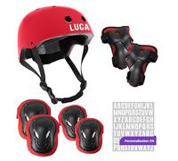 Niftii Kids Helmet with Pads and Personalisation Kit - Adjustable Multi-Sport Complete Safety Gear for Cycling, Skateboarding & Scooting, Ideal for Boys & Girls Ages 3-15, Red Bike Helmet Set