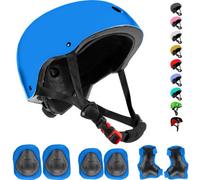 Niftii Kids Helmet With Pads Blue Adjustable Multi-Sport Safety Gear Set For Cycling, Skateboarding & Scootering