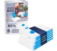 Niftii Vacuum Storage Bags 6 Pack Mixed Sizes Space Saver For Clothes, 80% More Storage With Airtight, Waterproof, Double Zip Seal