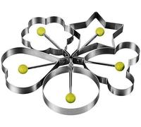 Nifty Egg Rings - Stainless Steel Fried Egg Rings - Non Stick 5pcs Egg Poachette Rings, Folding Handle, Round Cooking Rings for Omelet, Mini Pancakes, Fried and Poached Eggs Crumpets,
