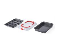 Nifty Solutions Cake Pan & Muffin Pan with Lid, 2 Piece Baking Pans Set - 9 x 13 Cake Pan & 12-Cup Muffin Pan, Non-Stick Pans, Kitchen Bakeware, Dishwasher Safe