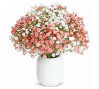 NIFTYY 36 Pcs Pink and White Gypsophila Artificial Flowers, Baby's Breath Flowers for Wedding, Home Decoration, DIY Floral Arrangements, Table Centerpieces and Photography Props (white + pink)