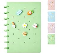 NIFTYY Cute Notebook for Girls - A5 21cm x 15cm Wirebound Journal - 100 Pages Lined & Plain - Kids Notepad, Childrens Sketchbook, Ladies Diary - Funny Hole Flower Design Stationery Set (green)