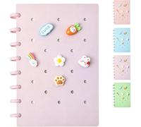 NIFTYY Cute Notebook for Girls - A5 21cm x 15cm Wirebound Journal - 100 Pages Lined & Plain - Kids Notepad, Childrens Sketchbook, Ladies Diary - Funny Hole Flower Design Stationery Set (Purple)