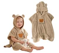 NIFTYY Hooded Baby Poncho Bath Towel, Soft & Super Absorbent Cute Pattern for Newborn 0-6Years, Toddler Robe for Beach Swimming or After Bath (little bear)