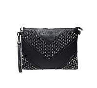 NIGEDU Oversized Clutch Bag Purse Women PU Leather Crossbody Shoulder Bags Studded Wristlet Handbag Rivet Envelope Clutches, Black, L (BB284)