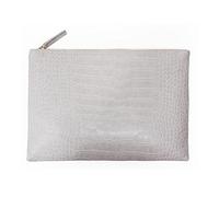NIGEDU Women Clutches Crocodile Grain PU Leather Envelope Clutch Bag, White, L