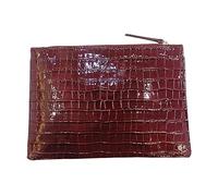 NIGEDU Women Envelope Clutch Purse Bag Fashion Crocodile Embossed PU Leather Oversized Ladies Evening Party Clutches, Burgundy