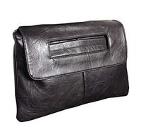 NIGEDU Women Handbags Leather Female Clutch Handbag Messenger Bag Large Solid High Capacity, Black, L