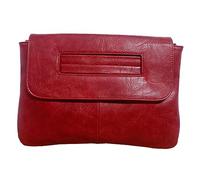 NIGEDU Women Handbags Leather Female Clutch Handbag Messenger Bag Large Solid High Capacity, Red