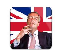 Nigel Farage Smoking On Union Jack - Pack of 10 Square Stickers - 55mm x 55mm