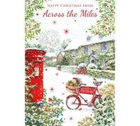 Nigel Quiney Across the Miles Christmas Card - Snowy Village and Post Box Scene - Festive Christmas Greeting Card