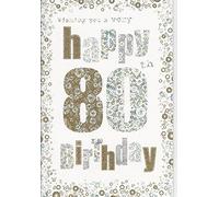 Nigel Quiney Age 80 Birthday Card (NQ-HS329) - Holographic - Gold & Silver Spots - From The Range