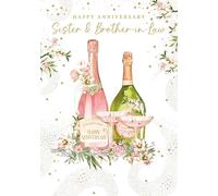 Nigel Quiney Anniversary Card for Sister & Brother in Law - Elegant Champagne Design - Foil Finish - Anniversary Greeting Card for a Special Couple