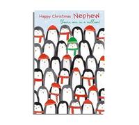 Nigel Quiney Artistic Christmas Greeting Card - Nephew - One In A Million - Penguins Illustration - With A Foil Finish