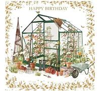 Nigel Quiney Artistic Male Birthday Card - Gardening Greenhouse - Pizazz for Men Range - Gold Foil Finish