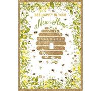 Nigel Quiney Bee Happy in your New Home Card from Beehive, Bees and Flowers - Good Luck Card for Any Recipient