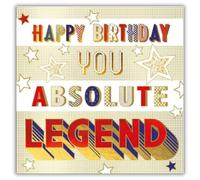 Nigel Quiney Birthday Card for Men - Bold Design - Foil Finish - Birthday Greeting Card for Him - 'You Absolute Legend'