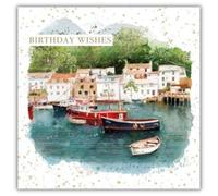 Nigel Quiney Birthday Card for Men - Scenic Harbour Design - Foil Finish - Nautical Birthday Greeting Card for Him