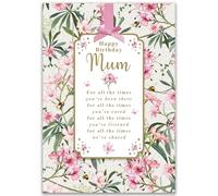 Nigel Quiney Birthday Card for Mum - Sentimental Floral Bumble Bees Design - Removable Keepsake, Embossed Gold Foil Finish - Premium Greeting Card with Envelope