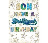 Nigel Quiney Birthday Card for Son - Bold Stars Design - Foil Finish - Vibrant Birthday Greeting Card for Him