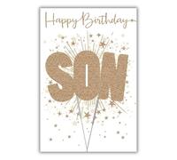 Nigel Quiney Birthday Card for Son - Sparkles & Star Design - Flitter Finish - Premium Birthday Greeting Card with Envelope