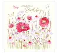 Nigel Quiney Birthday Card for Women - Lovely Flowers & Butterflies Design - Embossed Gold Foil Finish - Premium Greeting Card with Envelope
