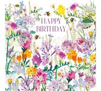 Nigel Quiney Birthday Card for Women - Pretty Wildflower and Bee Design - Foil Finish - Floral Birthday Greeting Card