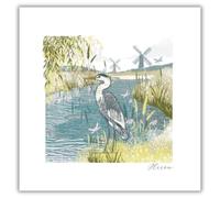 Nigel Quiney Birthday or All-Occasion Card - Heron by the Water Design - Blank Inside - For Men or Women - Artistic Nature Themed Greeting Card