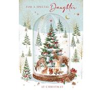 Nigel Quiney Christmas Card for Daughter - Festive Woodland Snow Globe Design - Foil Finish - Artistic Christmas Greeting Card for a Special Daughter