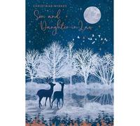 Nigel Quiney Christmas Card for Son & Daughter-in-Law - Festive Deer in the Snow - Copper & Silver Foil Finish - Premium Quality Special Christmas Greeting Card with Envelope