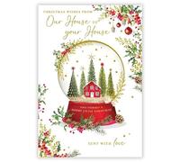 Nigel Quiney Christmas Card from Our House to Your House - Festive Snowglobe Design - Gold Foil Finish - Premium Special Christmas Greeting Card with Envelope