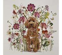 Nigel Quiney Cockapoo Wildflower Meadow Square Greeting Card