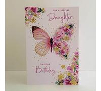 Nigel Quiney Daughter Birthday Card - For a Special Daughter Floral Butterfly - From The Pizazz Range - Gold Foil Finish
