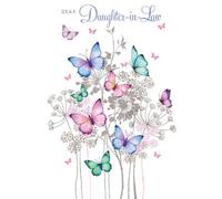 Nigel Quiney Daughter In Law Birthday Card - Flowers and Butterflies - Flitter Finish - Pizazz Range
